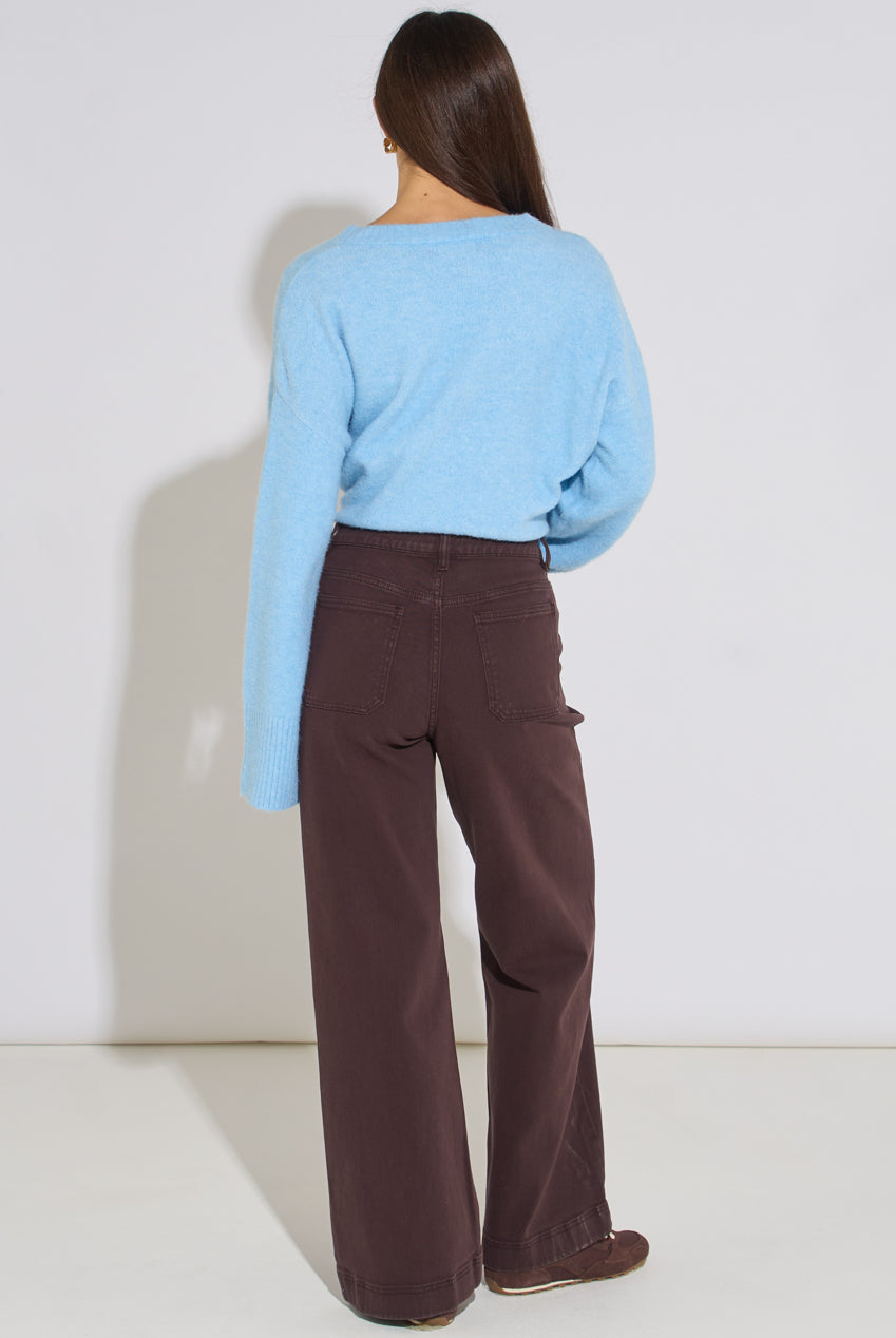 Brown Pleat Wide Leg Jean GL2124