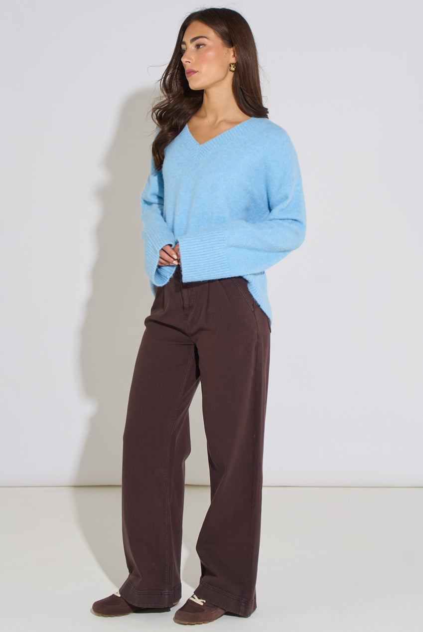 Brown Pleat Wide Leg Jean GL2124