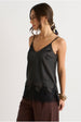 Black Lace Trim Satin Cami Top by Gini London