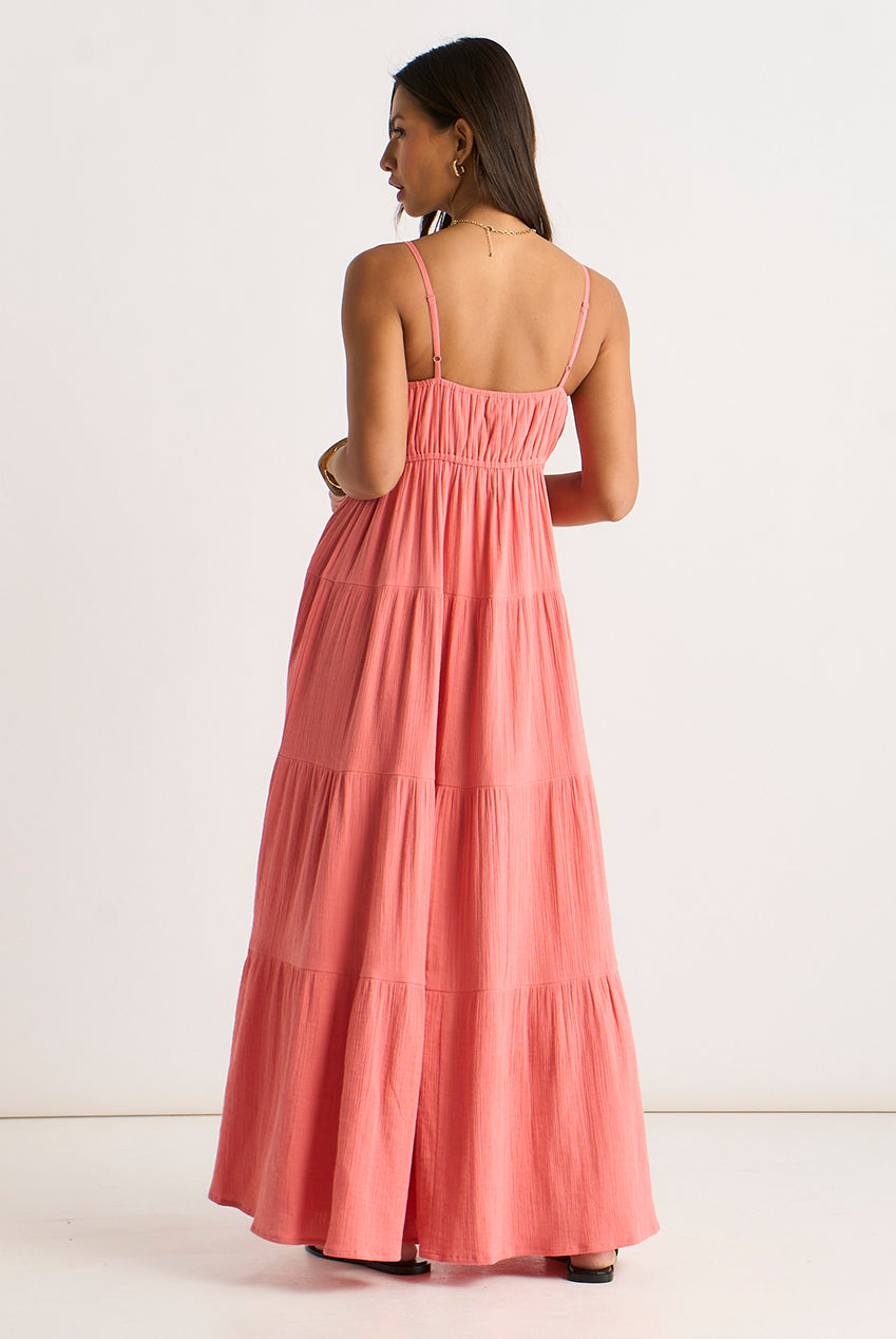 Coral Double Gauze Tierred Cami Maxi Dress GL2134