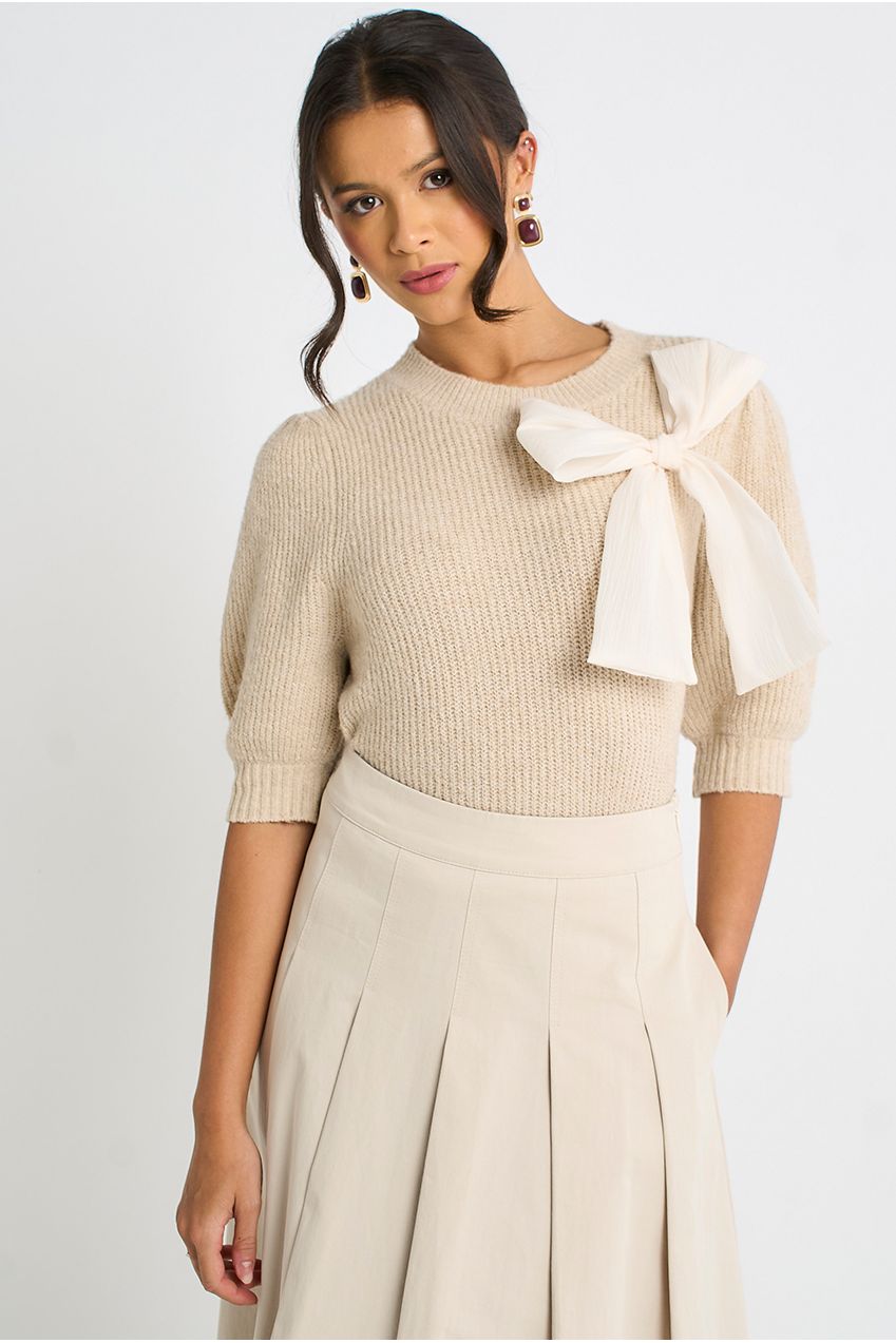 Stone Cotton Pleated Full Midi Skirt GL2138