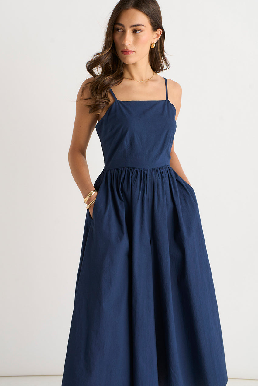 Navy Wide Leg Strappy Jumpsuit GL2141