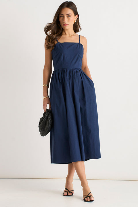 Navy Wide Leg Strappy Jumpsuit by Gini London