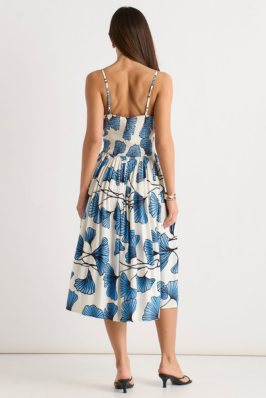 Blue Floral Linen Mix Cami Dress GL2142