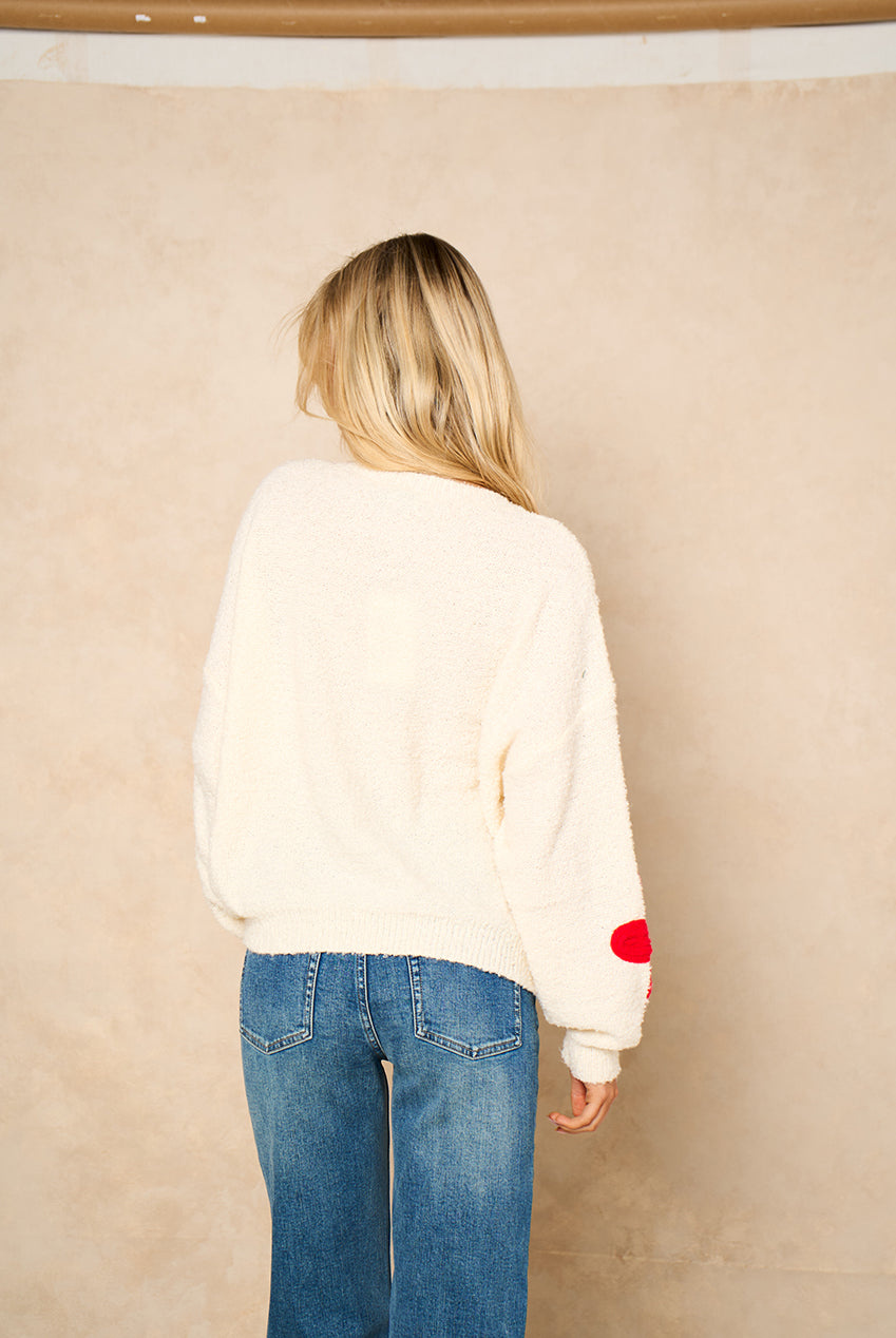 Cream 3D Flower Crochet Knitted Jumper GL2154