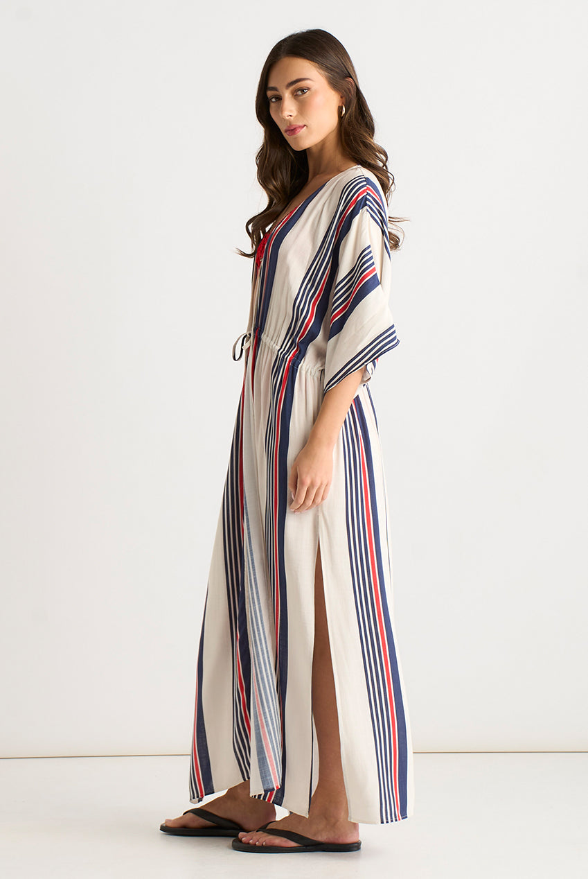 Multi Stripe Tie Detail Kimono Beachwear GL2160