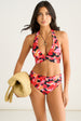 Black Contrast Floral Halter Neck Bikini Top by Gini London
