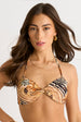 Animal Floral Print Twist Front Bikini Top by Gini London
