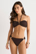 Chocolate Textured Hardware Trim Bikini Bottom by Gini London