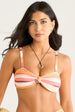 Multi Colour Stripe Gold Hardware Bikini Top by Gini London