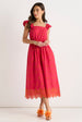 Pink Ruffle Sleeves Broderie Sun Dress by Gini London