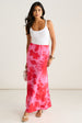 Pink Watercolour Floral Print A Line Maxi Skirt by Gini London