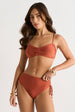 Rust Metallic Ruch Side Bikini Bottom by Gini London