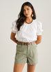 Khaki Denim Shorts by Gini London