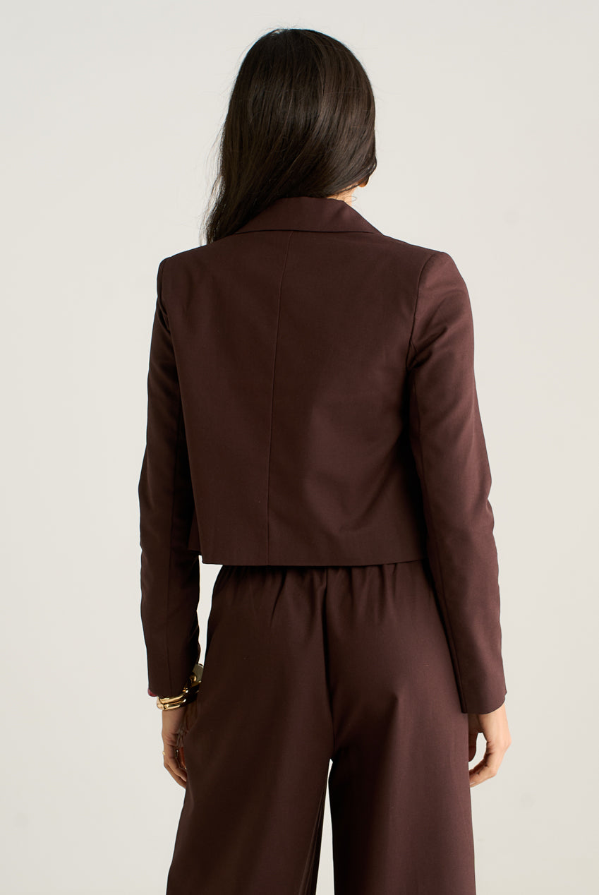 Brown Double Breasted Linen Mix Jacket GL2227