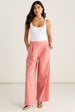 Coral Linen Mix Wide Leg Trouser by Gini London