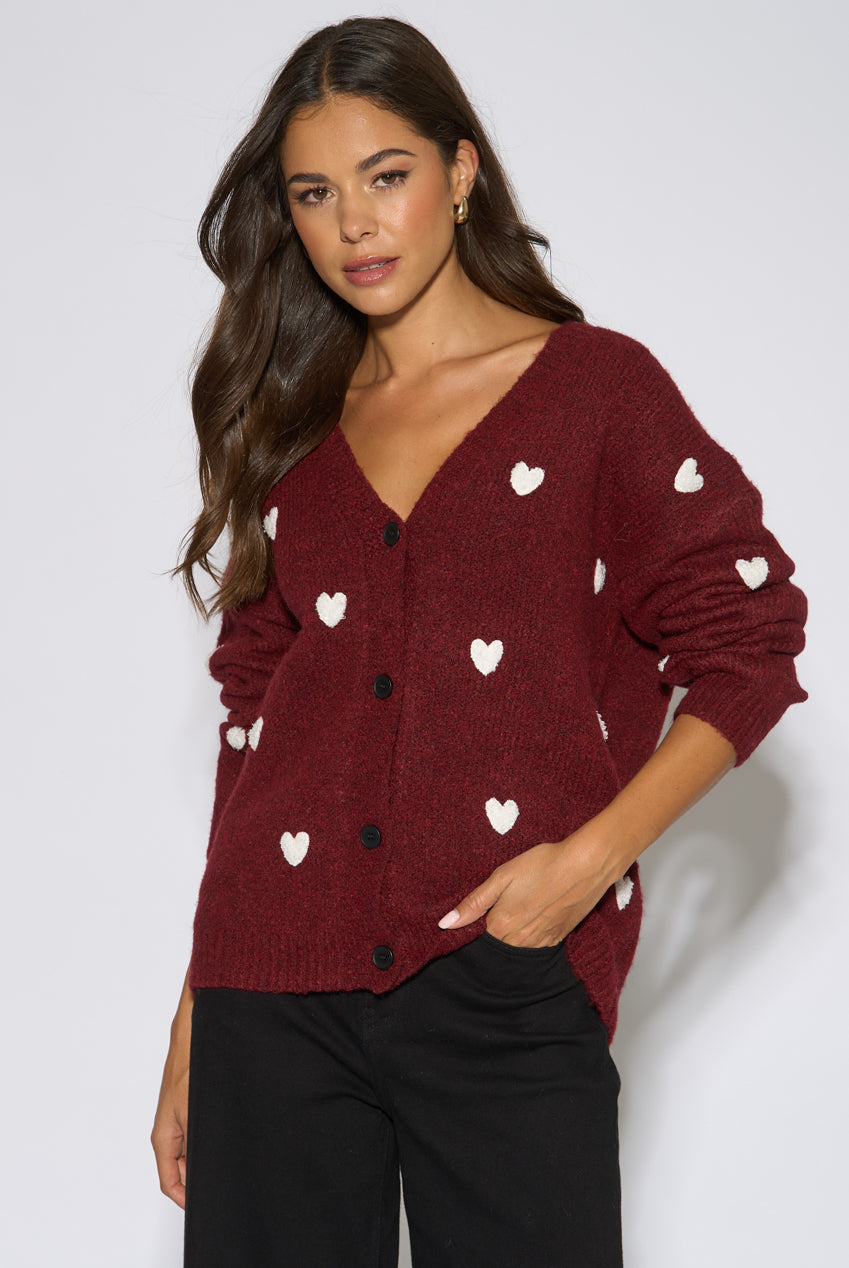 Mulberry Mini Heart Knit Cardigan GL2248