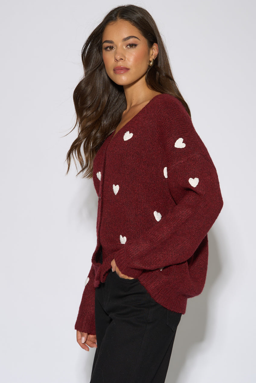 Mulberry Mini Heart Knit Cardigan GL2248
