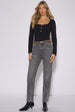 Grey Mid Rise Straight Leg Jeans by Gini London