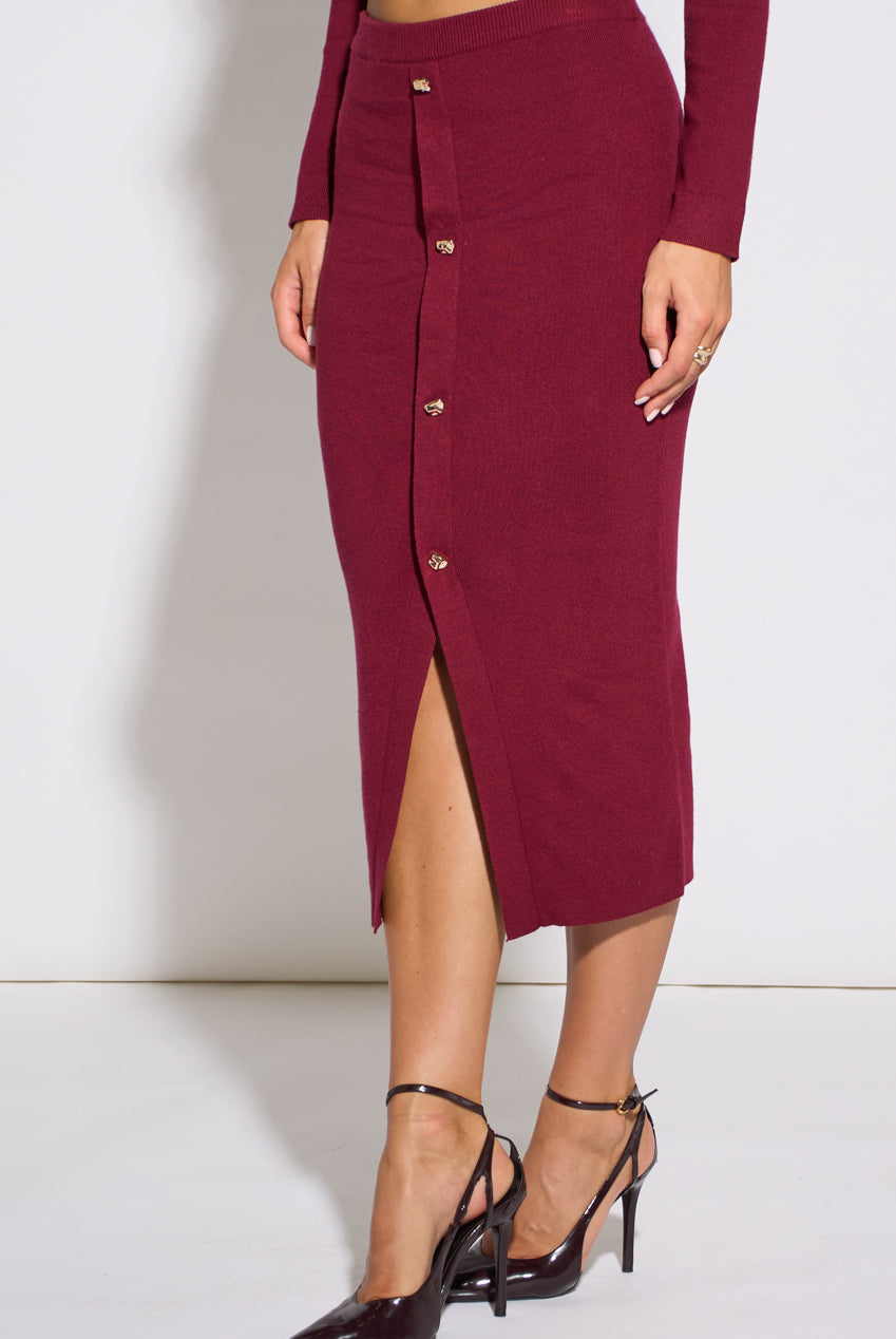 Mulberry Gold Button Pencil Midi Skirt GL2257
