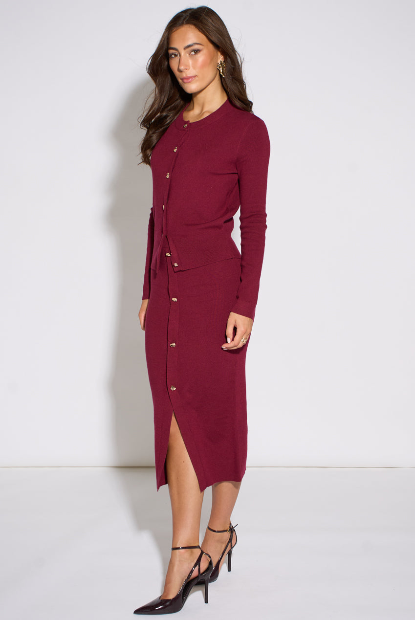Mulberry Gold Button Pencil Midi Skirt GL2257