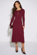 Mulberry LS Gold Button Midi Dress by Gini London