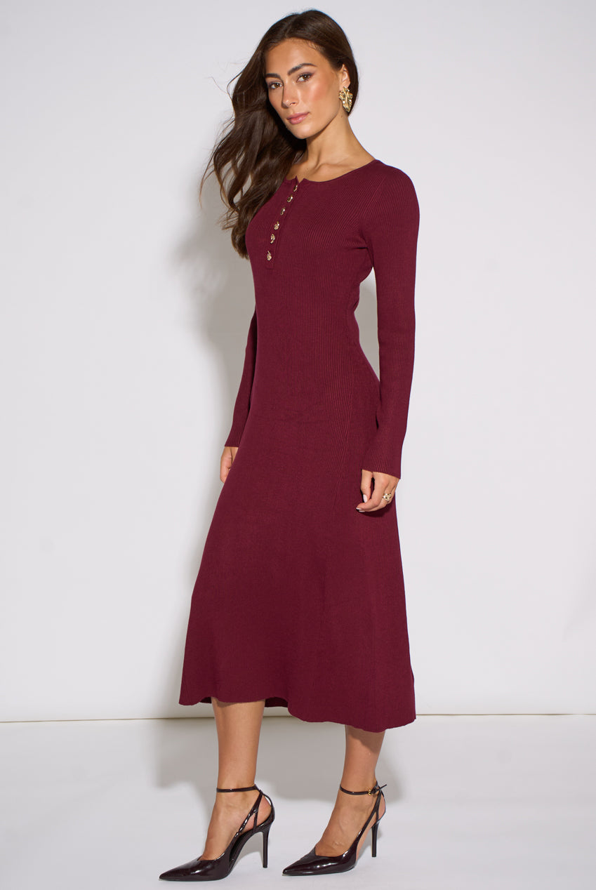 Mulberry LS Gold Button Midi Dress GL2260