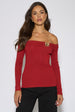 Red Bardot Gold Button Detail Top by Gini London