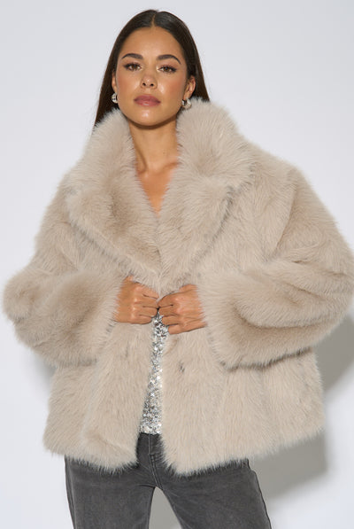 Blondie - Blonde Faux Fur Jacket by Gini London