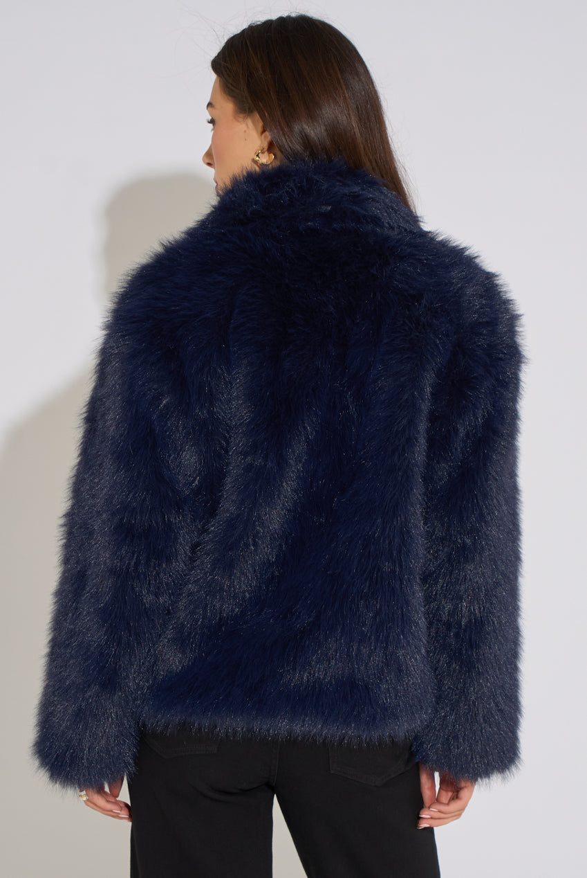 Dark Blue Faux Fur Jacket GL2294