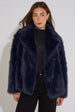 Dark Blue Faux Fur Jacket by Gini London
