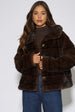 Brown Panelled Faux Fur Jacket by Gini London