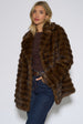 Brown Two Tone Faux Fur Longline Jacket by Gini London