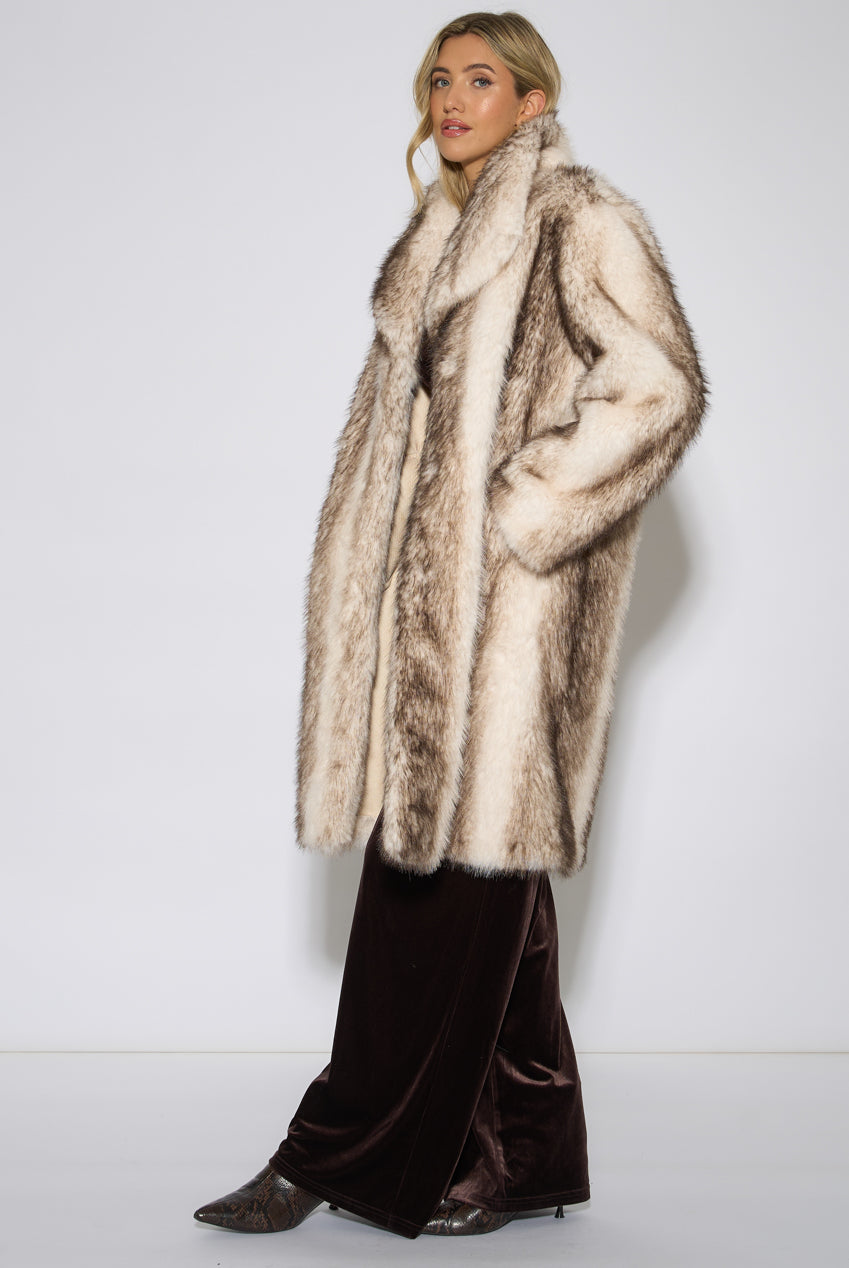 Multi Ombre Faux Fur Longline Coat GL2299