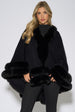 Black Double Layer Fur Trim Cape by Gini London