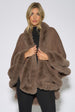 Brown Double Layer Fur Trim Cape by Gini London