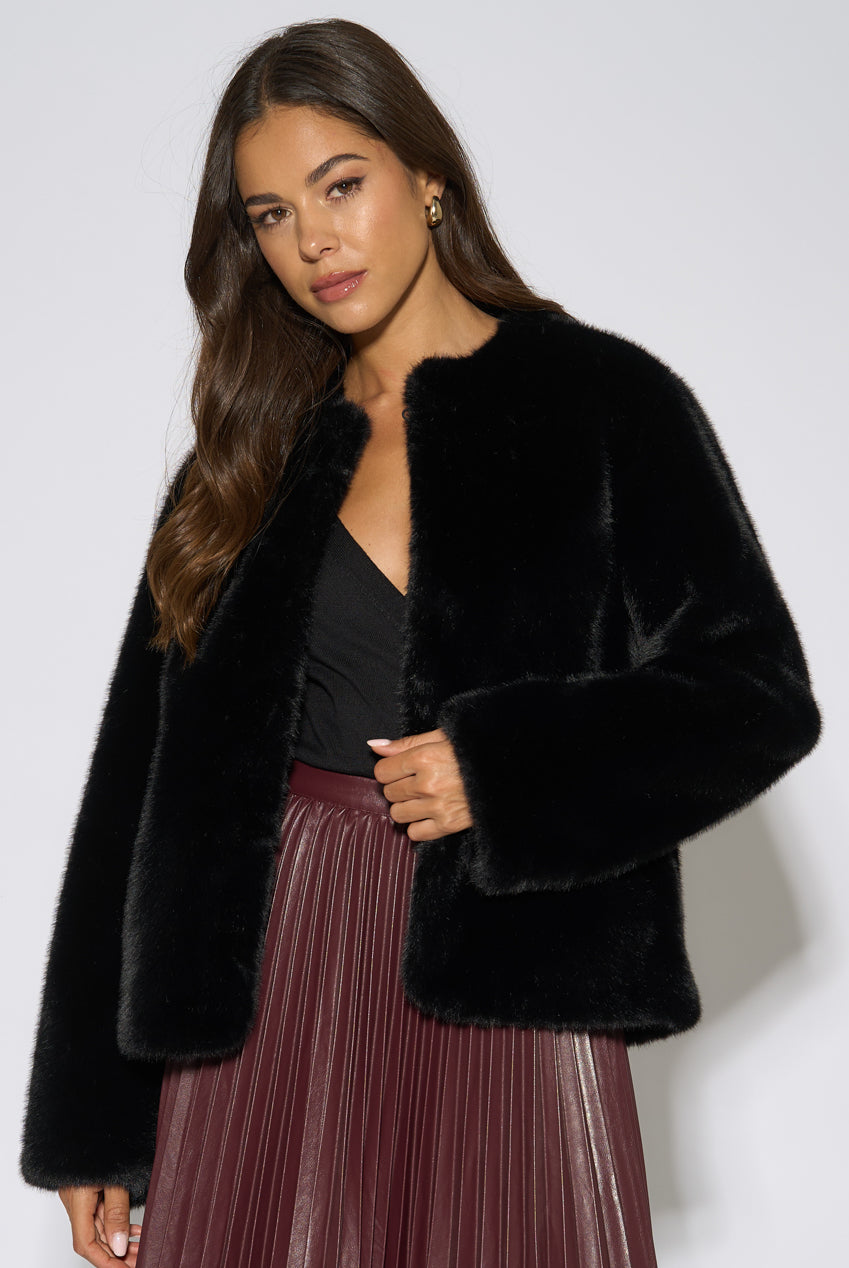 Black Short Faux Fur Jacket GL2310