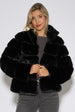 Black Panelled Funnel Neck Faux Fur Jacket by Gini London