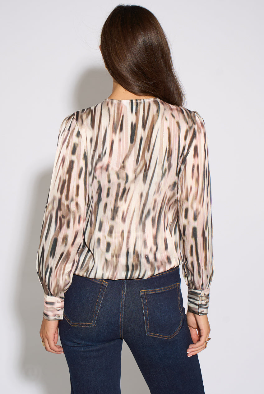 Off White Animal Wrap Sparkle Long Sleeve Top GL2320