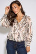 Off White Animal Wrap Sparkle Long Sleeve Top by Gini London