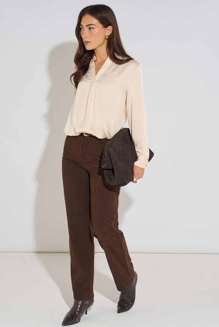 Brown Cord Straight Leg Trousers GL2327