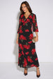 Black Base Red Bloom Lace Trim Midi Dress by Gini London