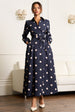 Navy Spot Jacquard Fit And Flare Dress by Gini London