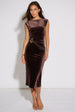 Brown Velour Hardware Midi Dress by Gini London