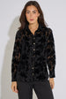 Black Floral Burnout Long Sleeve Shirt by Gini London