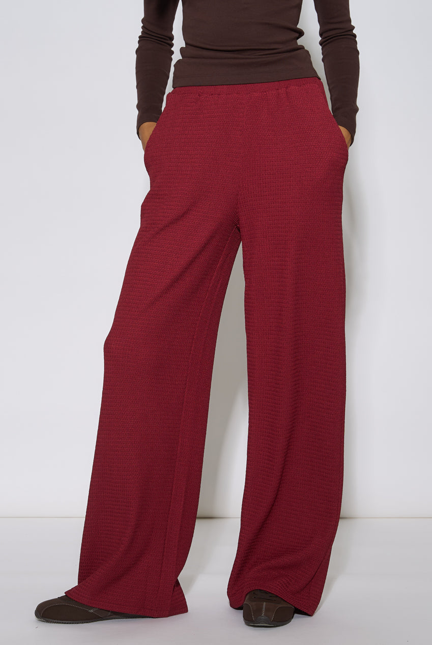 Mulberry Textured Elasticated Waist Wide Leg Trousers GL2369