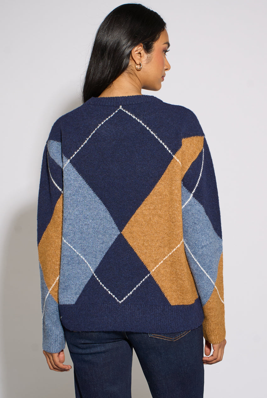 Navy Argyle Long Sleeve Jumper GL2380