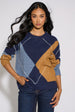 Navy Argyle Long Sleeve Jumper by Gini London