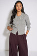 Grey Marl Diamante Embedded Knit Cardigan by Gini London