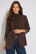 Brown Contrast Animal Sleeve Edge To Edge Blazer by Gini London